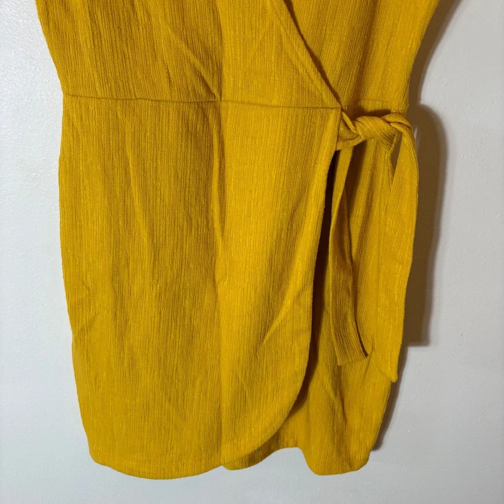 Madewell Crosshatch Side-Tie Mini Dress‎ in Mustard Yellow Size o